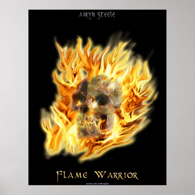 SKULL & FIERY FLAMES Aaryn Steele Art Poster (Framsidan)