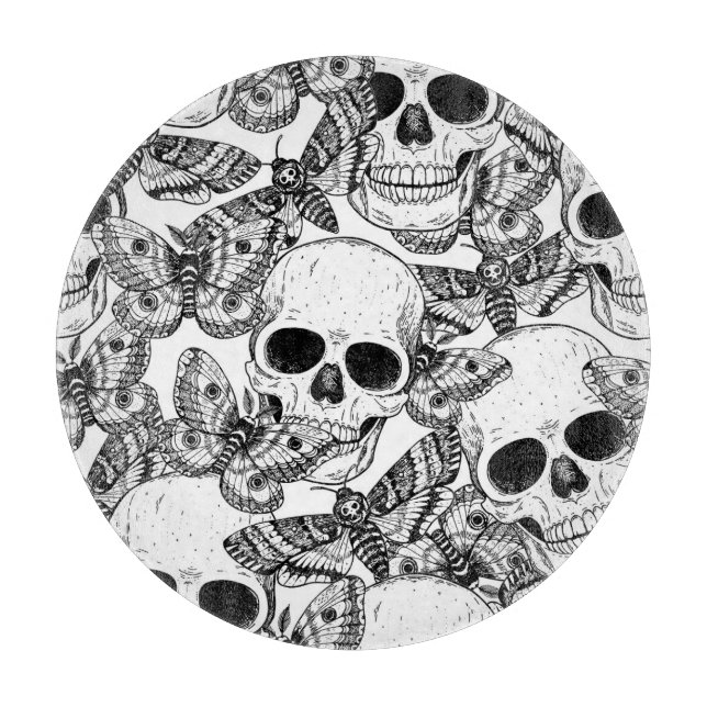 Skull, fjärilar: handdragen vintage mönster (Framsidan)