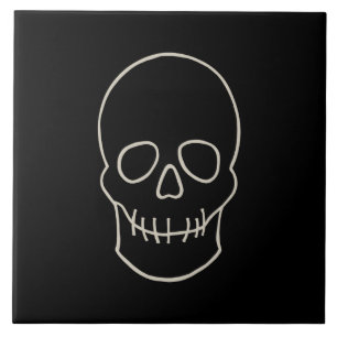 Skull - Fladdermus Black och Bone White Kakelplatta