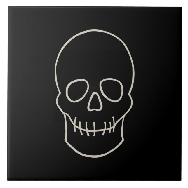 Skull - Fladdermus Black och Bone White Kakelplatta (Framsidan)