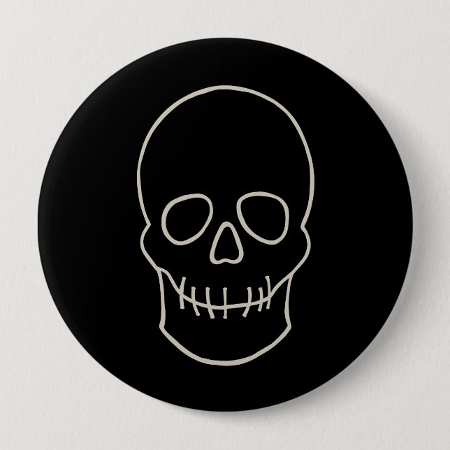 Skull - Fladdermus Black och Bone White Knapp (Framsida)