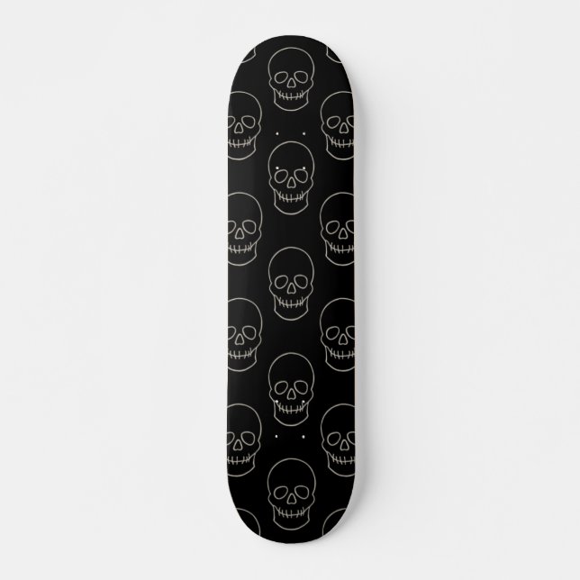 Skull - Fladdermus Black och Bone White Mini Skateboard Bräda 18,5 Cm (Framsida)