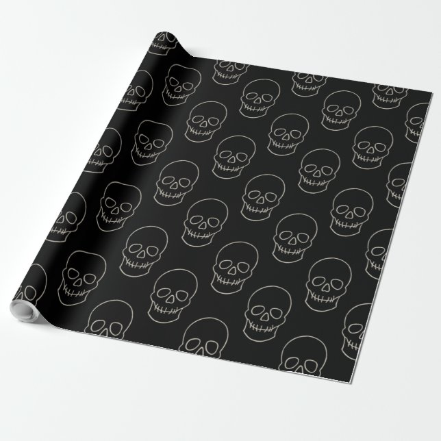 Skull - Fladdermus Black och Bone White Presentpapper (Utrullad)