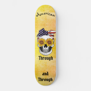 Skull Flagga Bow AMERICAN genom och genom Ombre Mini Skateboard Bräda 18,5 Cm
