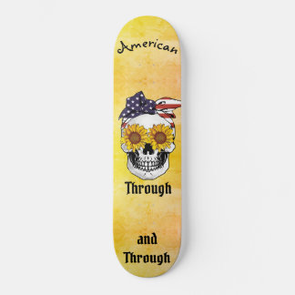 Skull Flagga Bow AMERICAN genom och genom Ombre  Mini Skateboard Bräda 18,5 Cm