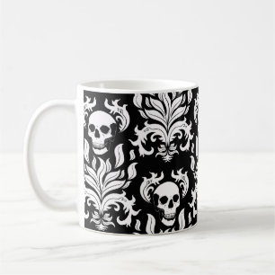 Skull Flammask i skarp vit på svart Kaffemugg