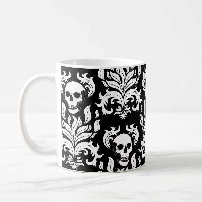 Skull Flammask i skarp vit på svart Kaffemugg (Vänster)