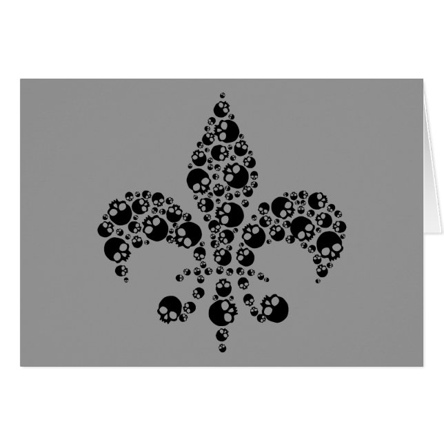 Skull Fleur De Lis Hälsningskort (Framsidan Horizontal)