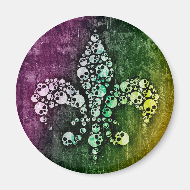 Skull Fleur De Lis Magnet (Framsidan)