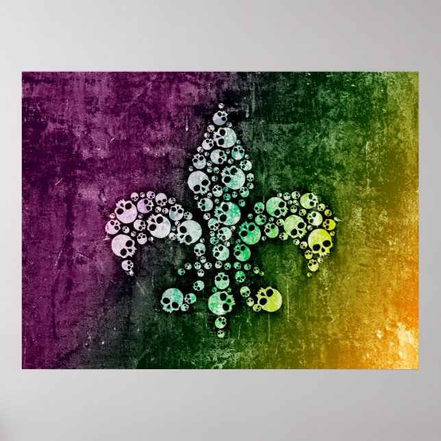 Skull Fleur De Lis Poster (Framsidan)