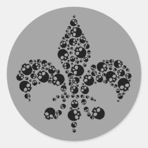 Skull Fleur De Lis Runt Klistermärke