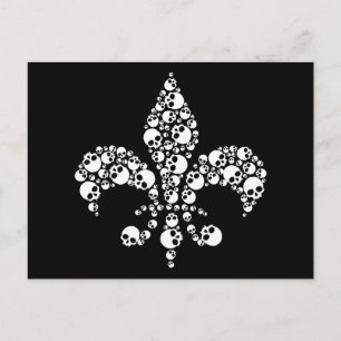 Skull Fleur De Lis Vykort