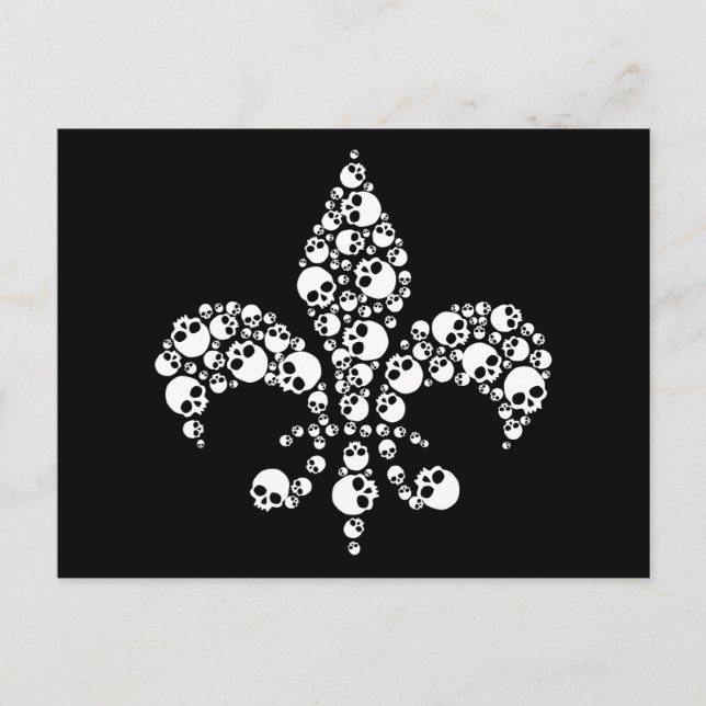Skull Fleur De Lis Vykort (Framsida)