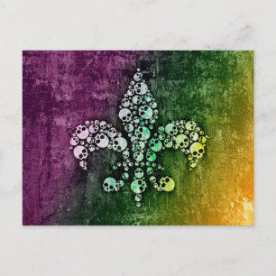 Skull Fleur De Lis Vykort