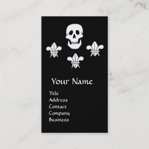 SKULL,FLEUR DE LISE /ANTIQUE PIRATER TREASURE KART VISITKORT