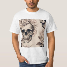Skull för Blommigten vintage-stil T Shirt