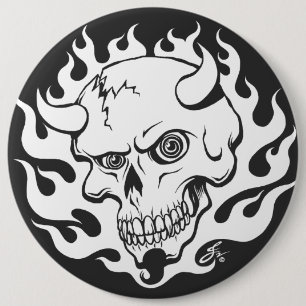 Skull för demon i Flamor Knapp