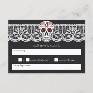 Skull för kalkboard Snöre Red & Black Sugar, OSA k Inbjudningar