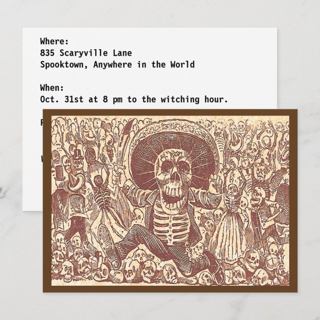 Skull från Oaxaca, La Calavera Oaxaqueña Inbjudningar (Fram/baksida)