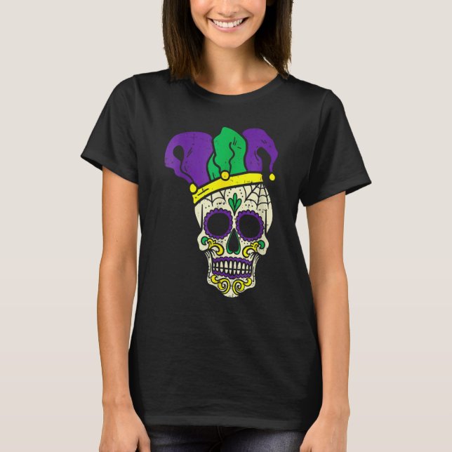 Skull Funny Mardi Gras New Orleans Carnival Men Bo T Shirt (Framsida)