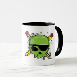 Skull, genomkorsade pennor Essential för skolan Mugg