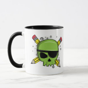 Skull, genomkorsade pennor Essential för skolan Mugg