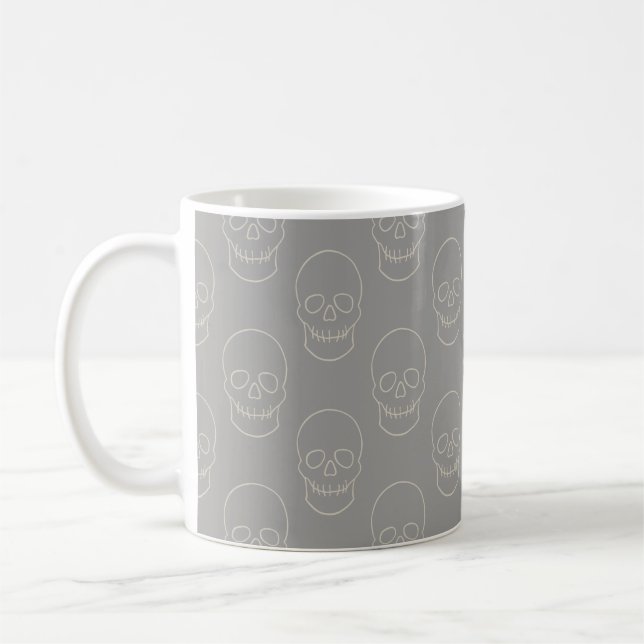Skull - Ghost Grått och Bone White Kaffemugg (Vänster)