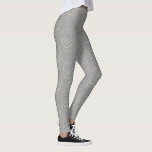 Skull - Ghost Grått och Bone White Leggings