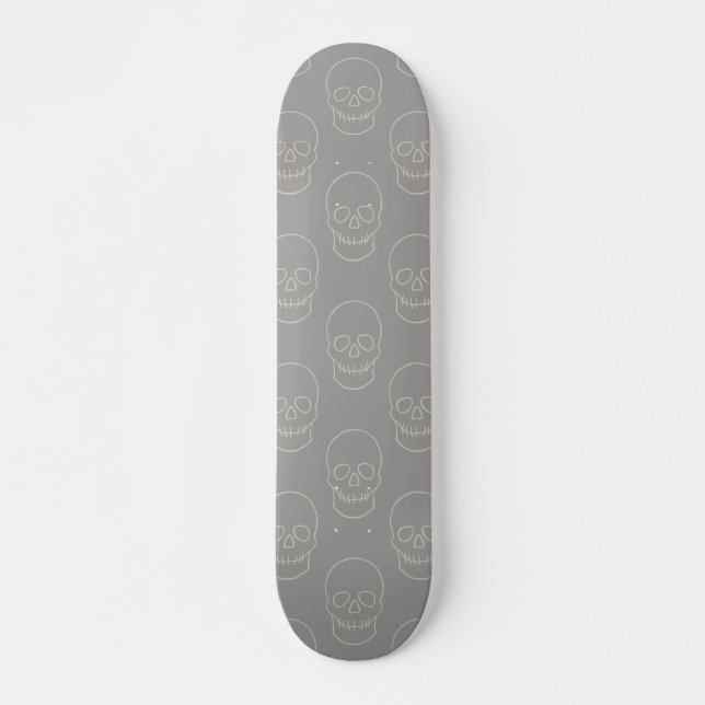 Skull - Ghost Grått och Bone White Mini Skateboard Bräda 18,5 Cm (Framsida)