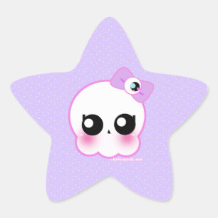 Skull Girl Sticker Stjärnformat Klistermärke