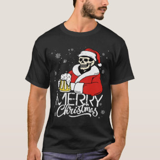 Skull God jul Skull Hat Jultomten Drink T Shirt