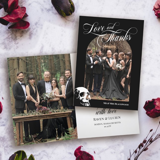 Skull Goth Halloween Bröllop Kärlek och tack Kort (Skapare uppladdad)