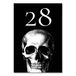 Skull Gothic Halloween Bröllop-Bordsnummer-kort Bordsnummer