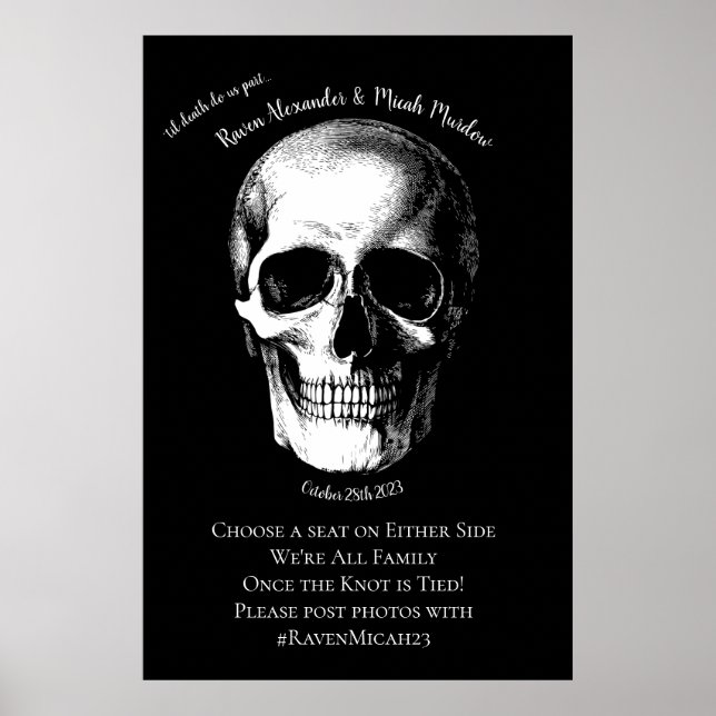 Skull Gothic Halloween Bröllop Ceremony-tecken Poster (Framsidan)