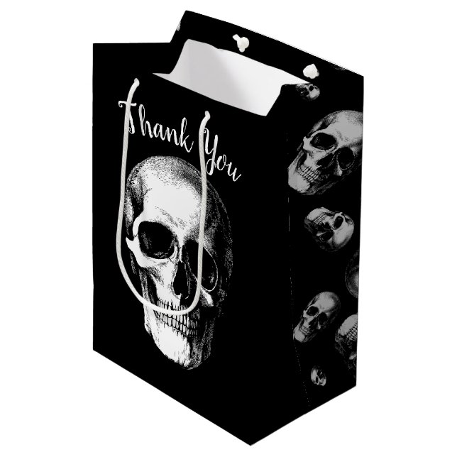 Skull Gothic Halloween Bröllop Gift Bag (Framsidan Vinklad)
