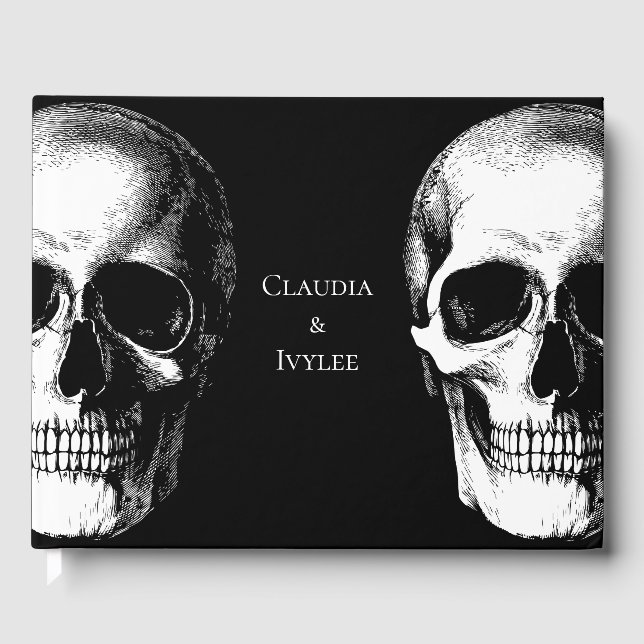 Skull Gothic Halloween Bröllop Guest Bok (Framsida)