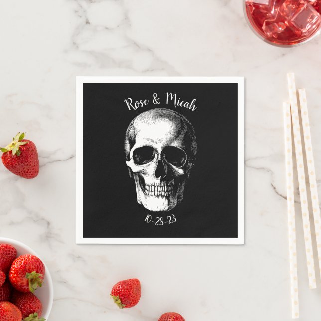 Skull Gothic Halloween Bröllop Napkins Pappersservett (Insitu)