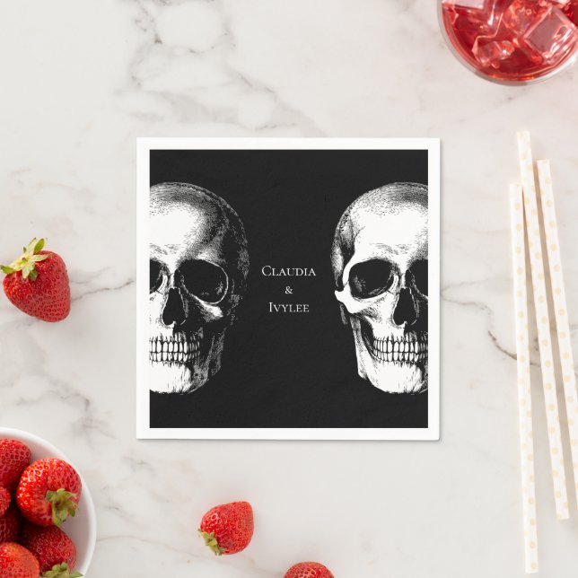 Skull Gothic Halloween Bröllop Napkins Pappersservett (Insitu)