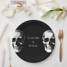 Skull Gothic Halloween Bröllop Papprare Tallrikar