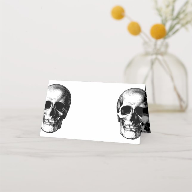 Skull Gothic Halloween Bröllop-platskort Placeringskort (Framsida)