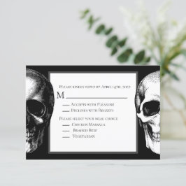 Skull Gothic Halloween Bröllop-svarskort Inbjudningar