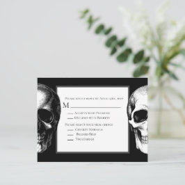 Skull Gothic Halloween Bröllop-svarskort Vykort
