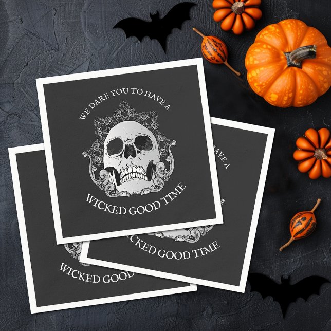 Skull Gothic Halloween fest Pappersservett (Skull Gothic Halloween Party Napkins)