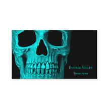 Skull Gothic Mörk Teal Black Macabre Tatto Shop