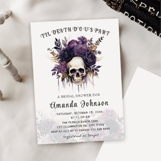 Skull-gotik-Blommigt Halloween-Möhippa Inbjudningar