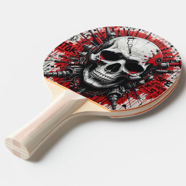 Skull Graffiti Ping Pong Paddle Pingisracket (Frontvinkel)