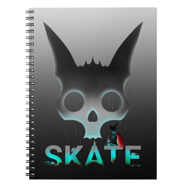 Skull Graffiti Skater Cat Anteckningsbok (Framsidan)