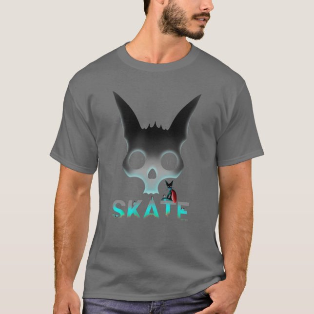 Skull Graffiti Skater Cat Tee (Framsida)