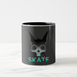 Skull Graffiti Skater Cat Två-Tonad Mugg