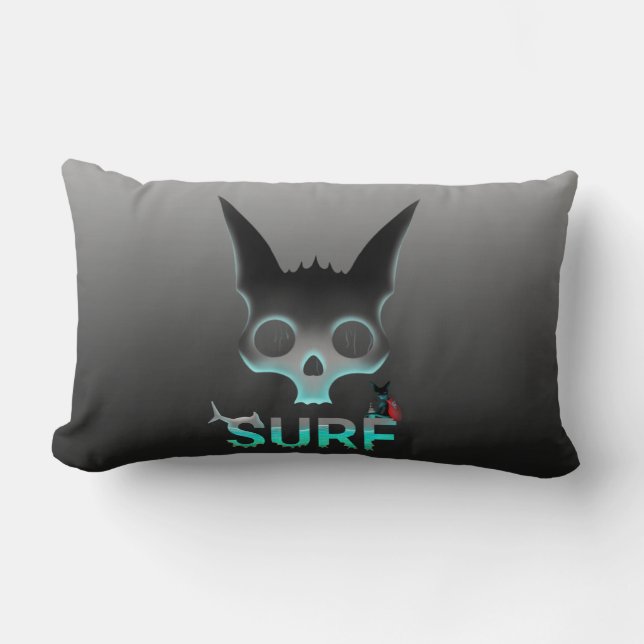 Skull Graffiti Surfa Cat Lumbarkudde (Framsida)
